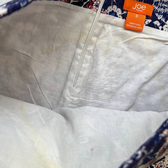 Joe Fresh Women's Tapestry Blue Indigo Floral Stretch Mini Skirt - sz 8 - Picture 5 of 5